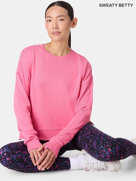 Sweaty Betty Pink After Class Crop Sweatshirt (H80737) | R$ 445
