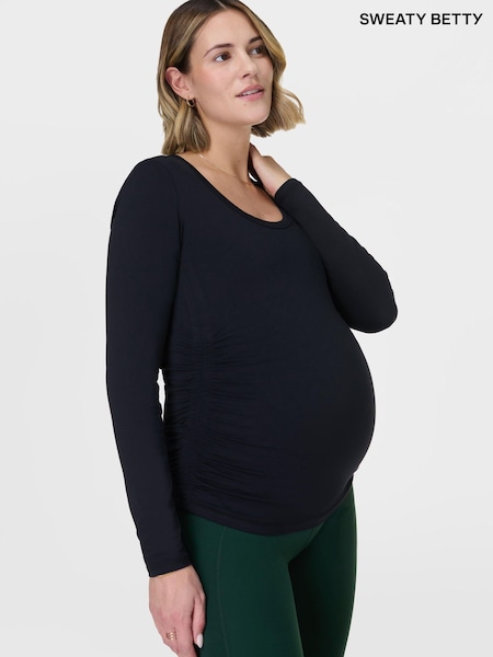 Sweaty Betty Black All Day Maternity Long Sleeve Top (H80740) | 247 QAR