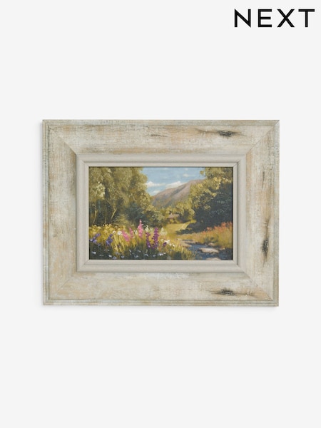 Green Hand Paint Detail Country Scape Framed Wall Art (H80746) | €22
