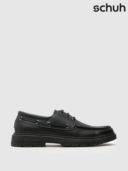 Schuh Parks Lace Up Boat Black Shoes (H80799) | €58