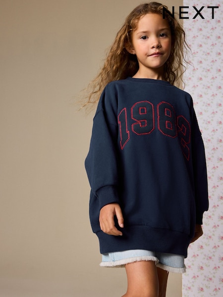 Navy Slogan Sweatshirt (3-16yrs) (H80844) | LEI 104 - LEI 142