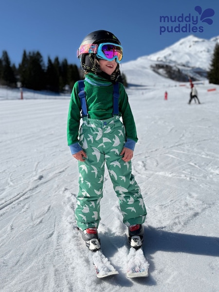Muddy Puddles Green Waterproof Kids Ski Salopettes Trousers (H80890) | R$ 640
