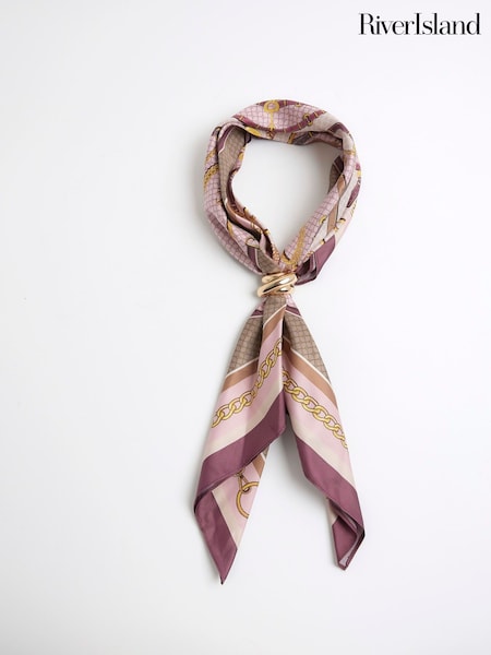 River Island Pink Large Satin Scarf With Ring (H81019) | R$ 215