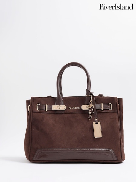 River Island Brown Soft Lock Front Tote Bag (H81026) | €62