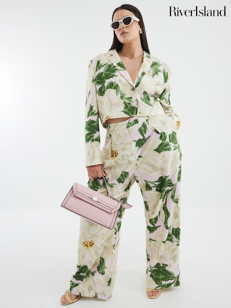 River Island Green Floral Print Wide Leg Trousers (H81041) | €59
