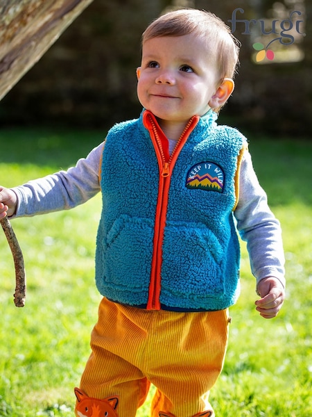Frugi Blue Bude Borg Gilet (H81094) | AED169 - AED192
