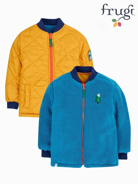 Frugi Yellow Robin Reversible Quilted Jacket (H81120) | AED280 - AED303