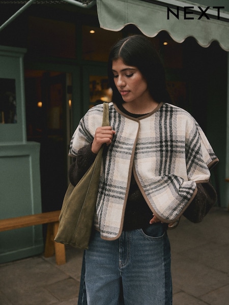 Brown Boucle check Cape Poncho (H81151) | €43