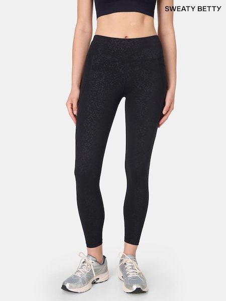 Sweaty Betty Black 7/8 Length Power Embossed Workout Leggings (H81173) | €112