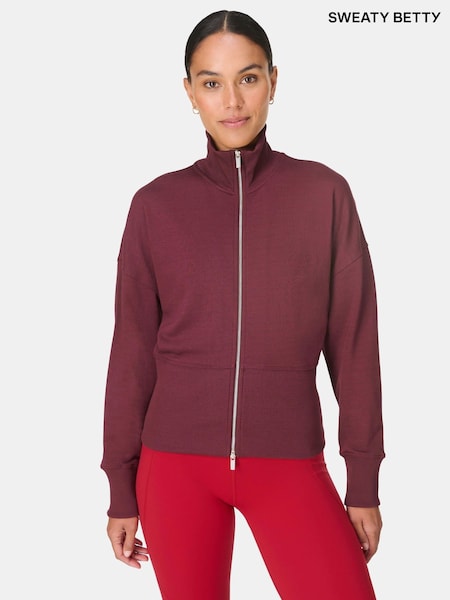 Sweaty Betty Red After Class Zip-Up Sweatshirt (H81175) | R$ 640