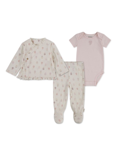 Huggies Pink Floral Print Top Bodysuit & Footed Leggings 3 Piece Set (H81212) | €30