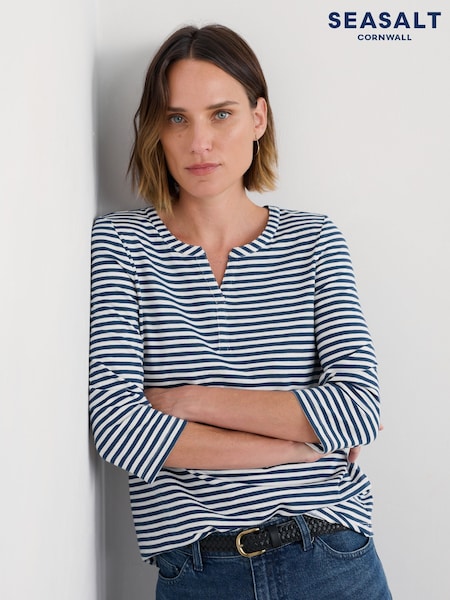 Seasalt Cornwall Blue Carlyon Top in GOTS Certified Cotton Jersey (H81222) | €45