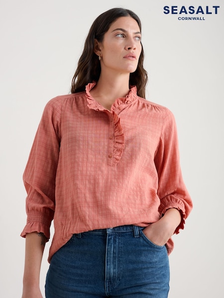 Seasalt Cornwall Pink Feather Star Checked Top (H81231) | €90