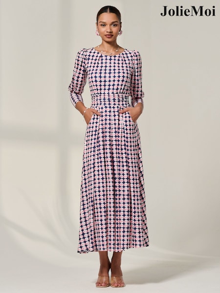 Рожевий - Jolie Moi Long Puff Sleeved Jersey Midaxi Dress (H81486) | 4 746 грн