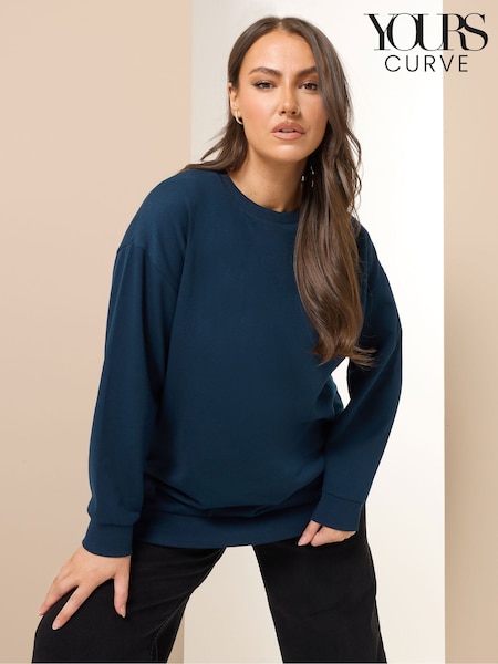 Yours Curve Blue Crew Neck Sweatshirt (H81506) | €28