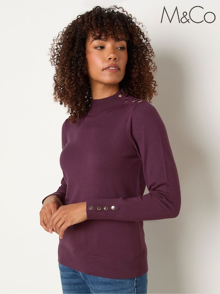 M&Co Purple Button Turtle Neck Jumper (H81512) | €37