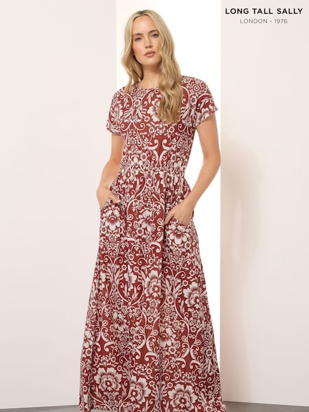 Long Tall Sally Red Shirred Waist Maxi Dress (H81514) | €50