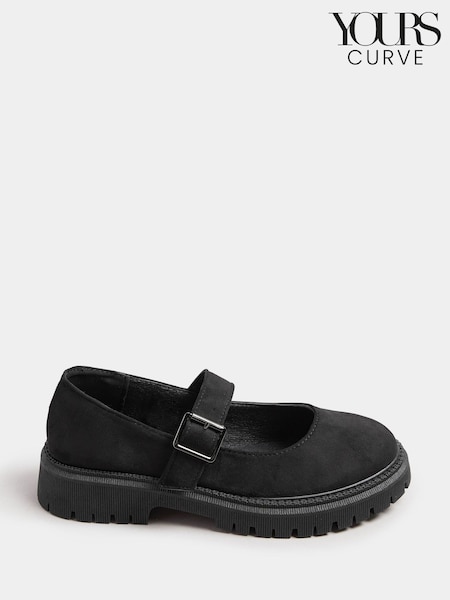 Yours Curve Black Extra Wide Fit Wide Fit Chunky Mary Jane Shoes (H81519) | €45
