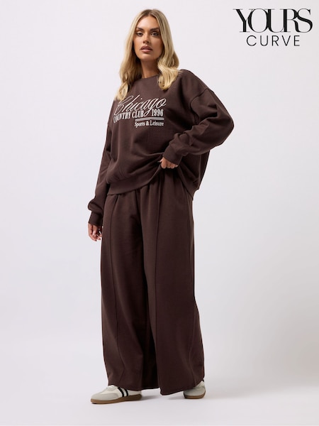 Castanho - Yours Curve Wide Leg Joggers (H81539) | R$ 235