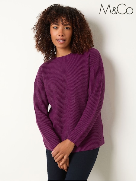 M&Co Purple Funnel Neck Stitch Jumper (H81609) | €35