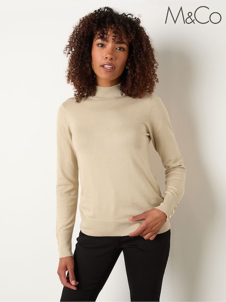 M&Co Natural Button Turtle Neck Jumper (H81612) | €37
