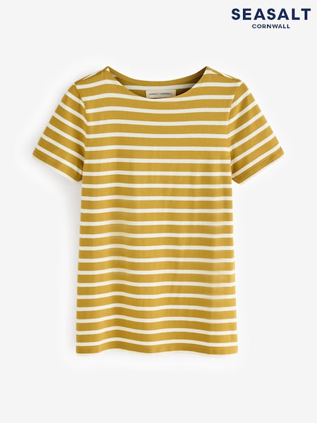 Seasalt Cornwall Yellow Regular Fit Pride Charity Sailor T-Shirt in Certified Cotton (H81679) | €35