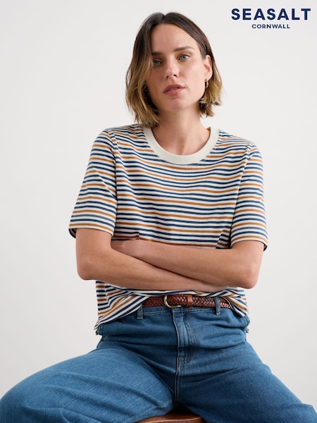 Seasalt Cornwall Blue Copseland T-Shirt in Cotton Jersey (H81685) | €42