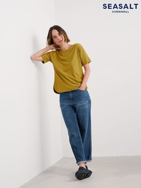Seasalt Cornwall Yellow Bryher View T-Shirt in Cotton (H81697) | 139 QAR