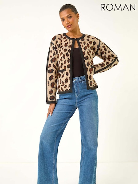 Roman Natural Animal Print Knit Cardigan (H81723) | €63