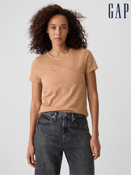 Gap Brown Cotton Short Sleeve Crew Neck T-Shirt (H81731) | €9