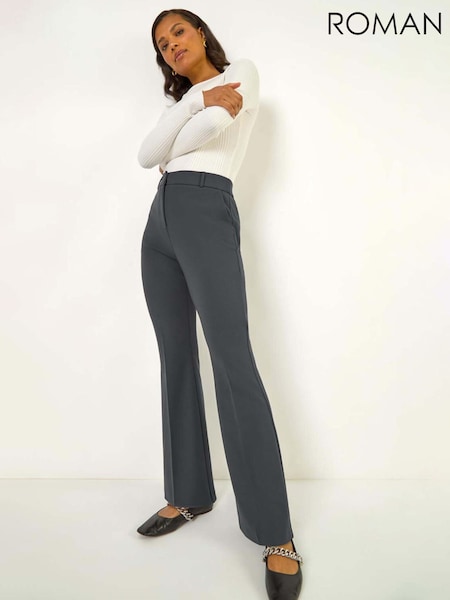 Roman Grey Bootcut Leg Stretch Trousers (H81733) | R$ 385