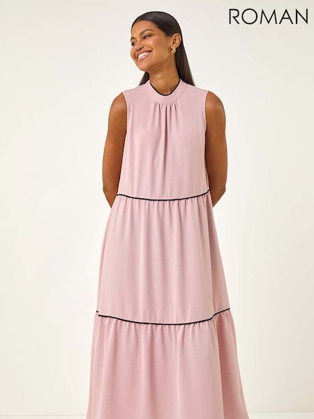 Roman Pink Tiered Swing Midi Dress (H81738) | €63