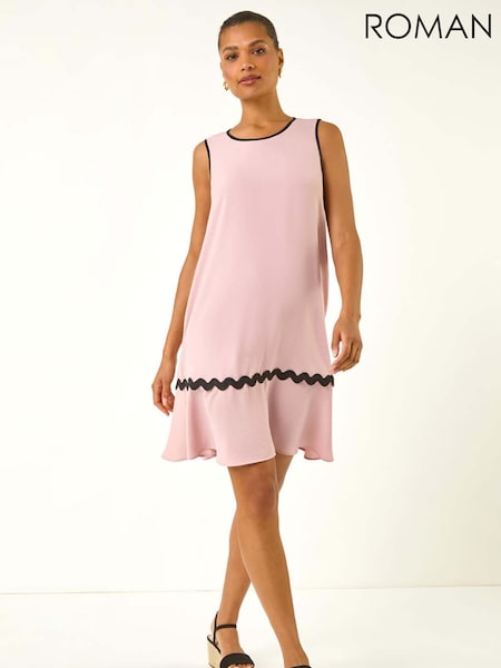 Roman Ric Rac Trim Swing Dress (H81742) | R$ 545