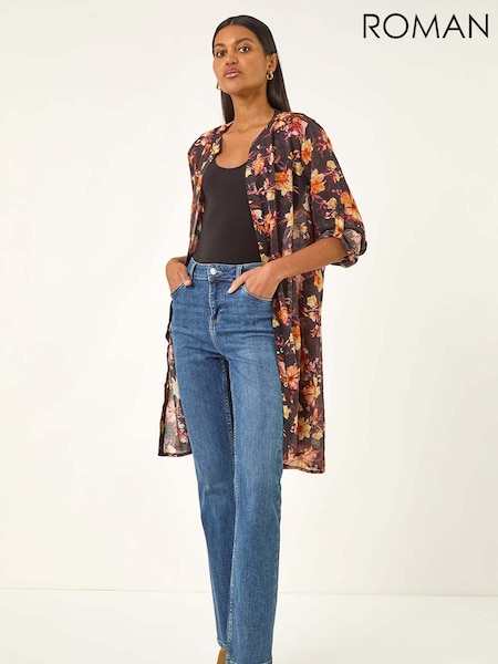 Roman Orange Floral Print Longline Blouse (H81749) | €53