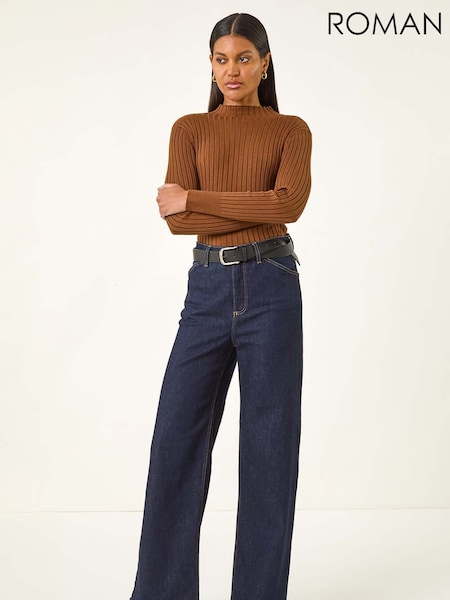 Roman Brown Ribbed Detail Knitted Jumper (H81750) | R$ 385