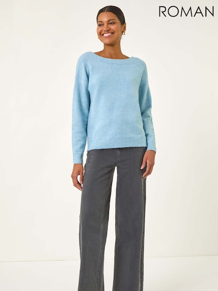 Azul - Roman Ribbon Bow Tie Back Jumper (H81755) | R$ 510