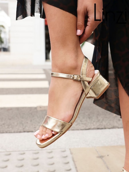 Linzi Gold Tillie Barely There Low Block Heel Sandals (H81895) | AED210