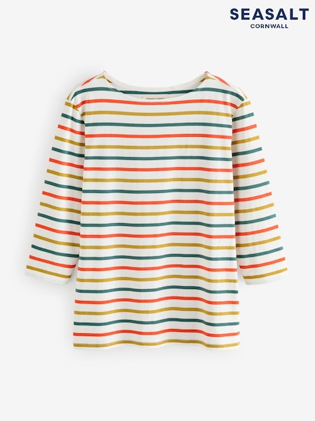 Seasalt Cornwall Blue Sailor 3/4 Sleeve Top In Certified Cotton Jersey (H81953) | €45