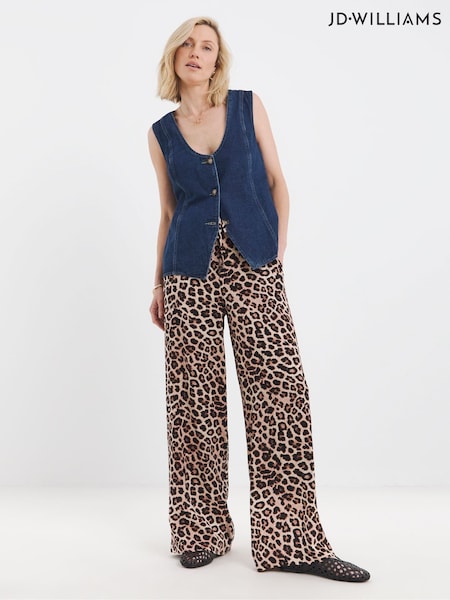 JD Williams Animal Print Lightweight Wide Leg Trousers (H81954) | €35
