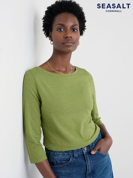 Seasalt Cornwall Green Easel Long Sleeve Jersey Top (H81967) | €41