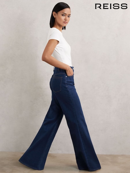 Reiss Blue June Flared Seam-Detail Jeans (H81989) | €195