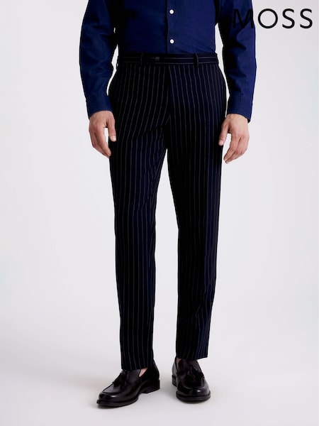MOSS MOSS Slim Fit Blue Stripe Trousers (H82035) | 596 LEI