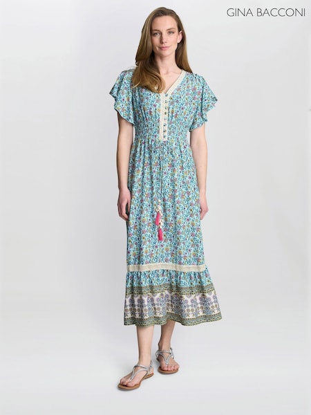 Gina Bacconi Green Frankie Vintage Print Dress (H82159) | €154