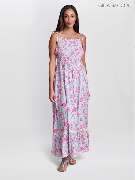Gina Bacconi Pink Everleigh Shired Bodice Dress (H82163) | €126