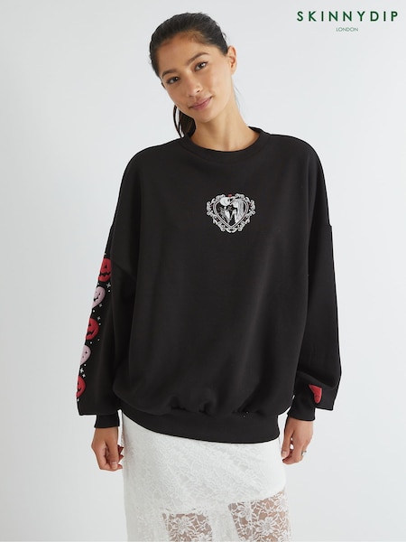 Skinnydip Black Disney The Nightmare Before Christmas Lovers Sweatshirt (H82244) | R$ 375
