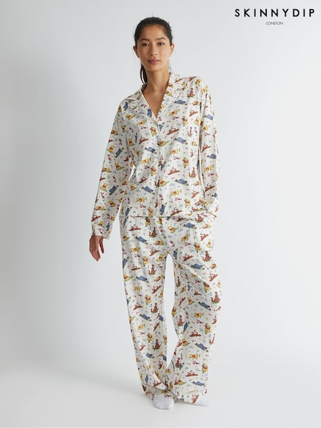 Skinnydip Disney Winnie The Pooh Pyjama Set in Ecru (H82277) | 53 €