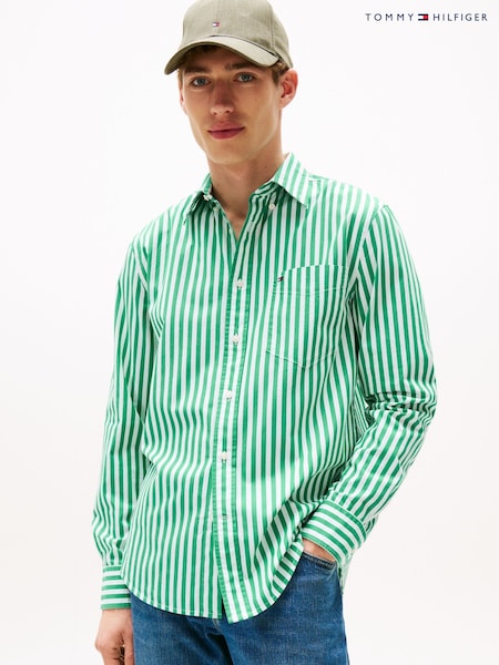 Tommy Hilfiger Green Regular Fit Flex Stripe Shirt (H82363) | €119
