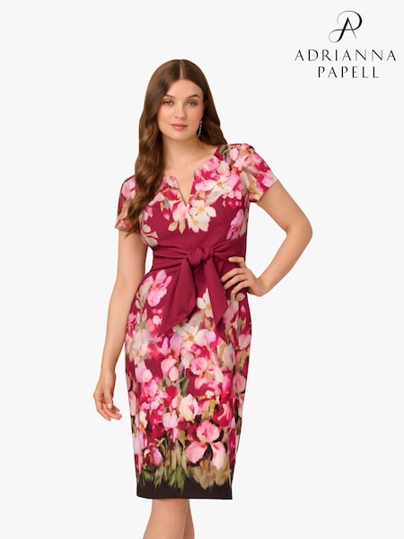 Adrianna Papell Red Tie Front Stretch Twill Dress (H82374) | €190