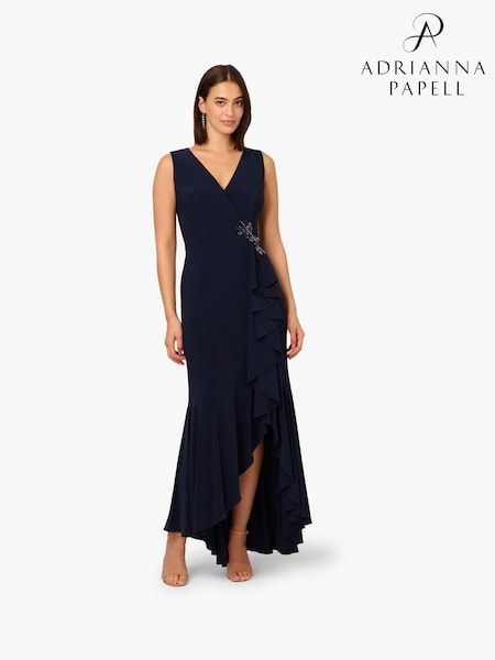 Adrianna Papell Blue Studio Ruffle Flounce Jersey Gown (H82378) | € 264
