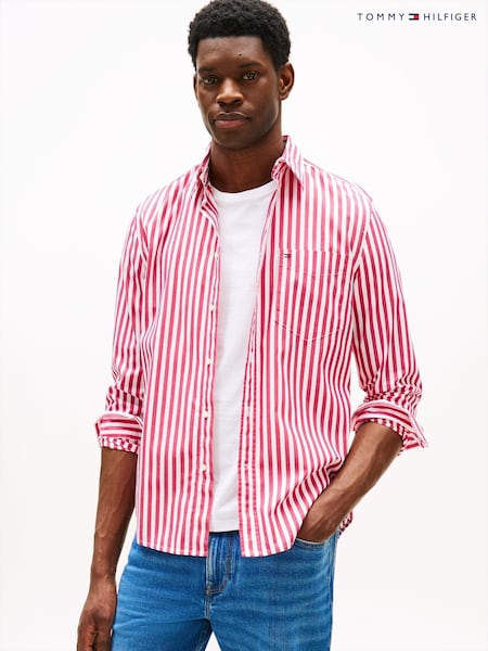 Tommy Hilfiger Pink Regular Fit Flex Stripe Shirt (H82380) | €119